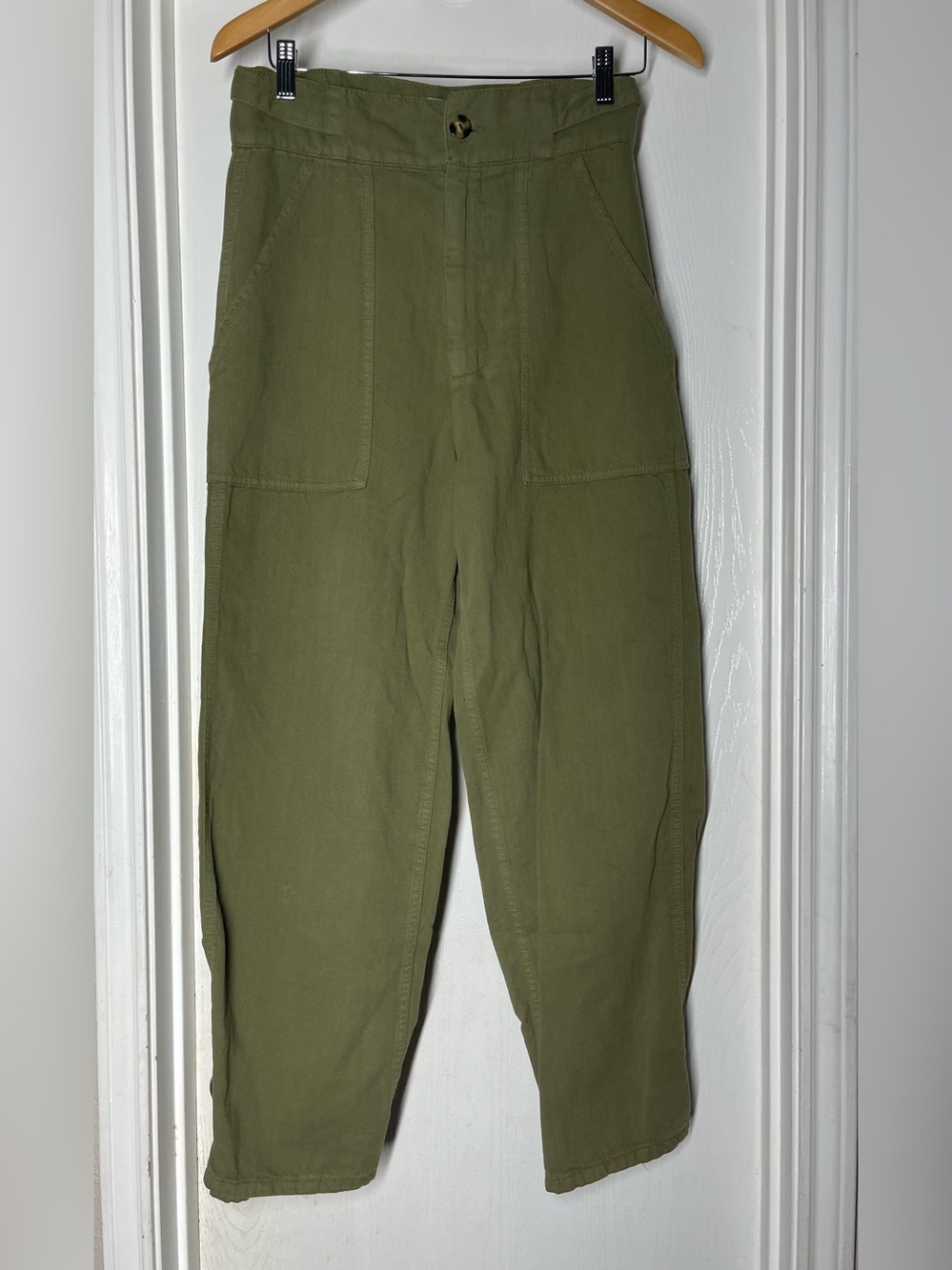 Zara Premium Denim Green Cargo Utility Trouser Pants Size S / 4